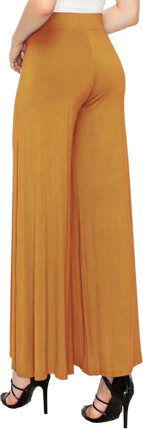 Made By Johnny Women's Solid Casual Comfy Stretchy Wide Leg Palazzo Lounge Pants