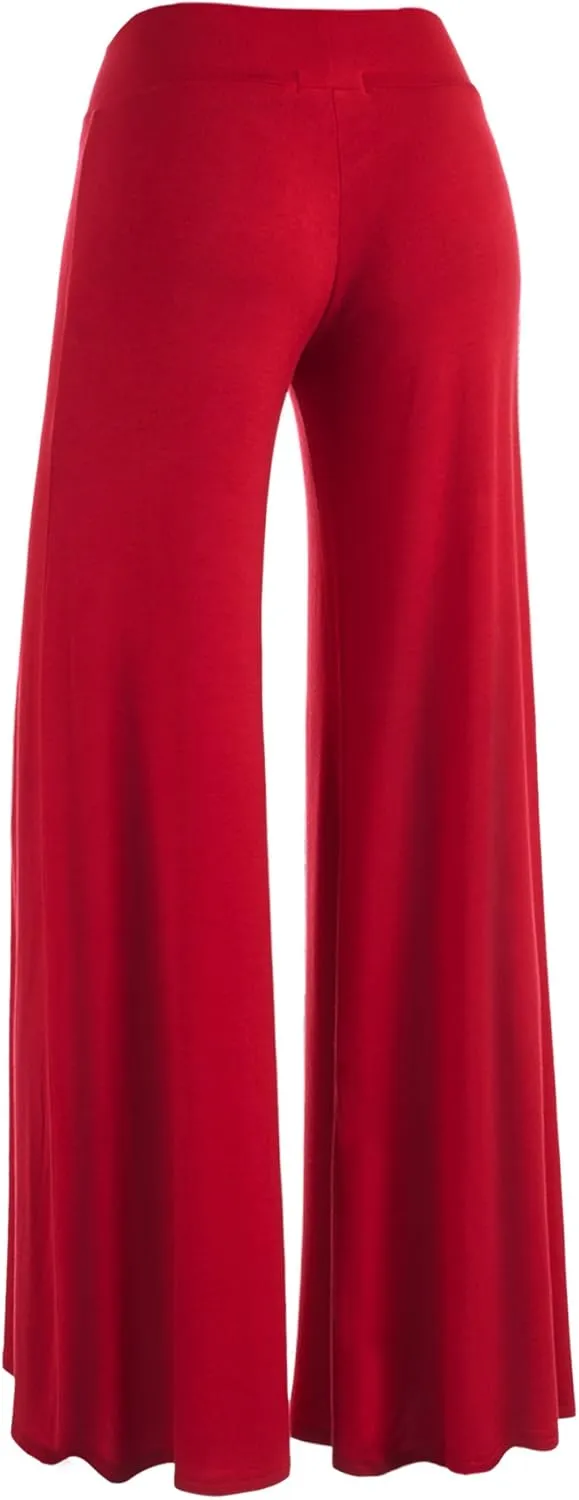 Made By Johnny Women's Solid Casual Comfy Stretchy Wide Leg Palazzo Lounge Pants