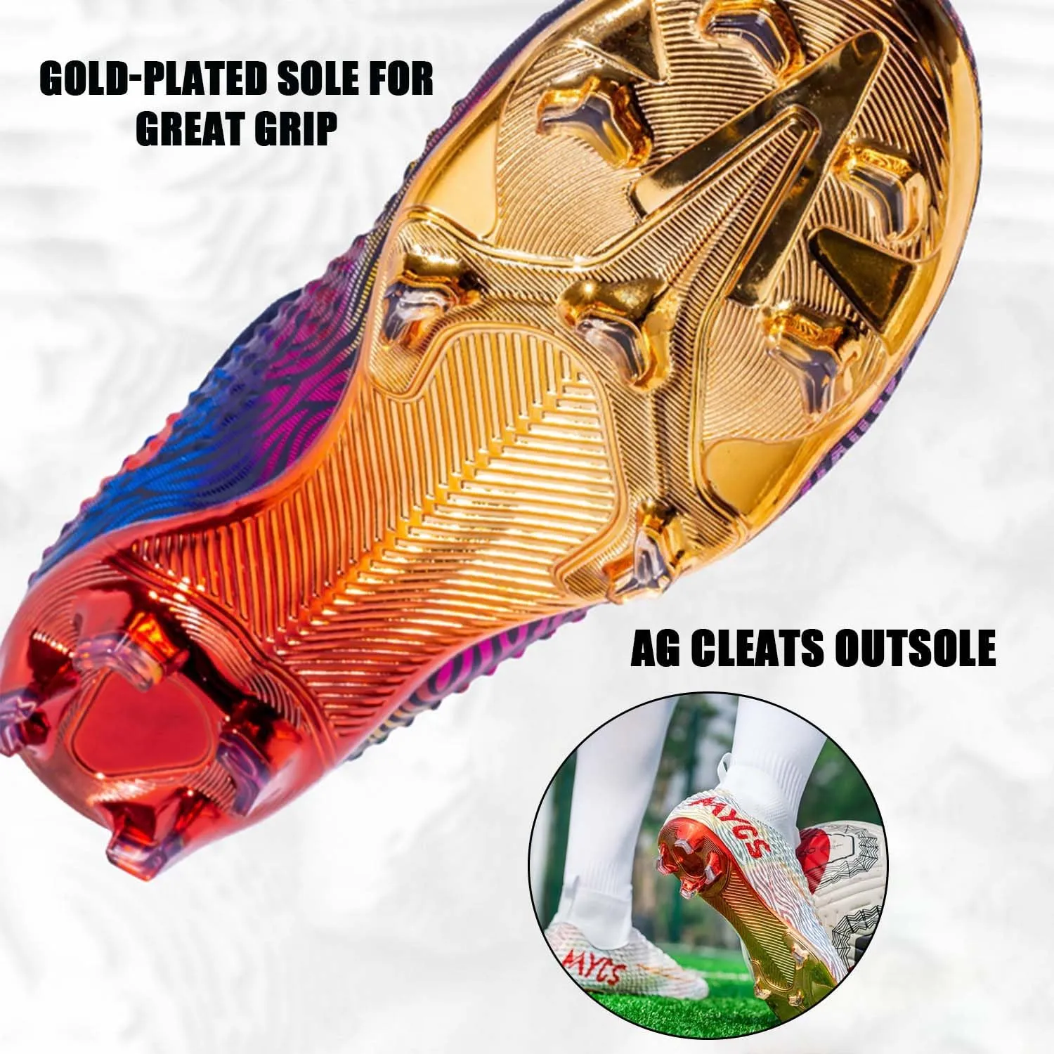 MEBAMY Men's Soccer Shoes Cleats Professional High Top Breathable Athletic Football Boots Outdoor Indoor Turf Field Professional Spikes Game Training Athletic for Boys Soccer Cleats