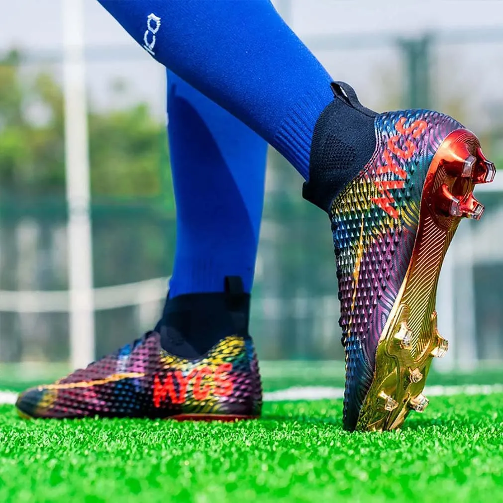 MEBAMY Men's Soccer Shoes Cleats Professional High Top Breathable Athletic Football Boots Outdoor Indoor Turf Field Professional Spikes Game Training Athletic for Boys Soccer Cleats