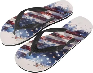 Men American Flag Flip Flop Sandal, Daisy Classic Thongs Sandals for Beach Men's Comfortable Flip Flops Sandals