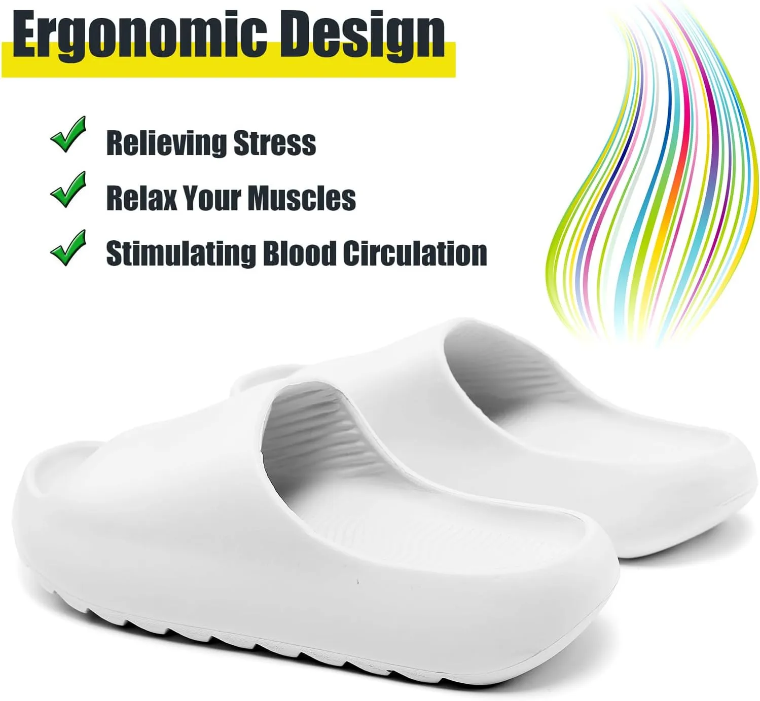 Men Women Cloud Cushion Slides EVA Pillow Slippers Cute Cartoon Print Non-Slip Shower Sandals Open Toe for Bathroom House Spa Gym Home Soft Comfy Shoes