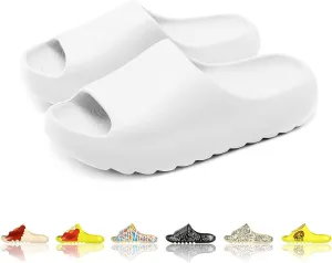 Men Women Cloud Cushion Slides EVA Pillow Slippers Cute Cartoon Print Non-Slip Shower Sandals Open Toe for Bathroom House Spa Gym Home Soft Comfy Shoes