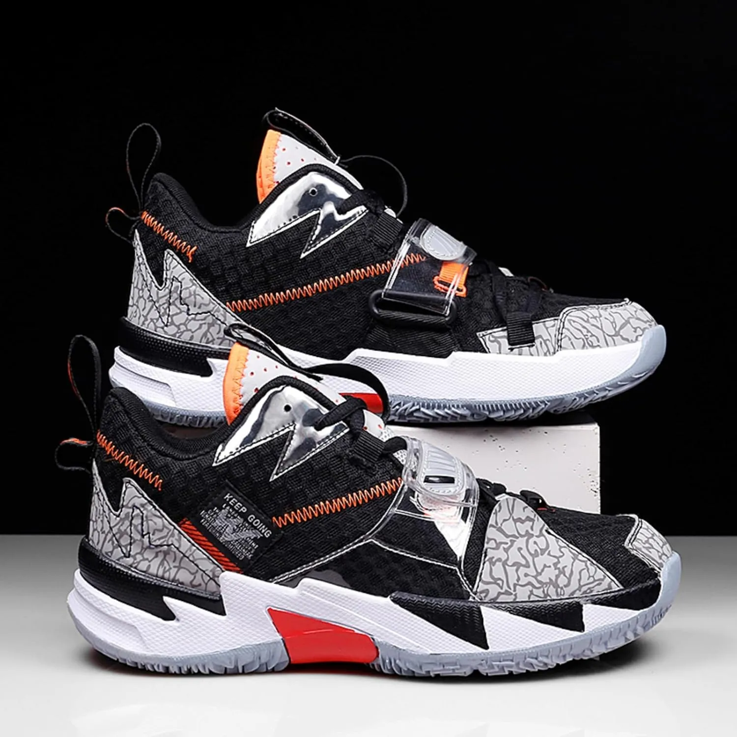 Mens Breathable Mesh Lace Up Basketball Shoes Fashion High Top Lightweight Non Slip Chunky Sport Sneakers for Walking Running Tennis Volleyball