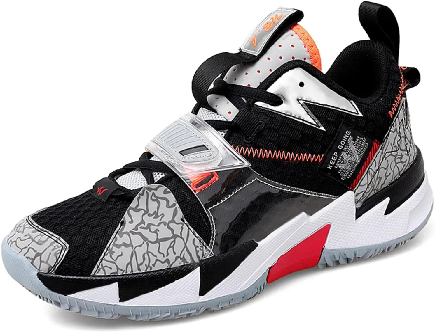Mens Breathable Mesh Lace Up Basketball Shoes Fashion High Top Lightweight Non Slip Chunky Sport Sneakers for Walking Running Tennis Volleyball
