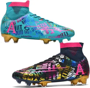 Men's Cleats Firm Ground Soccer Shoes Athletic Lightweight Running Outdoor Turf Comfortable Training Football Shoes