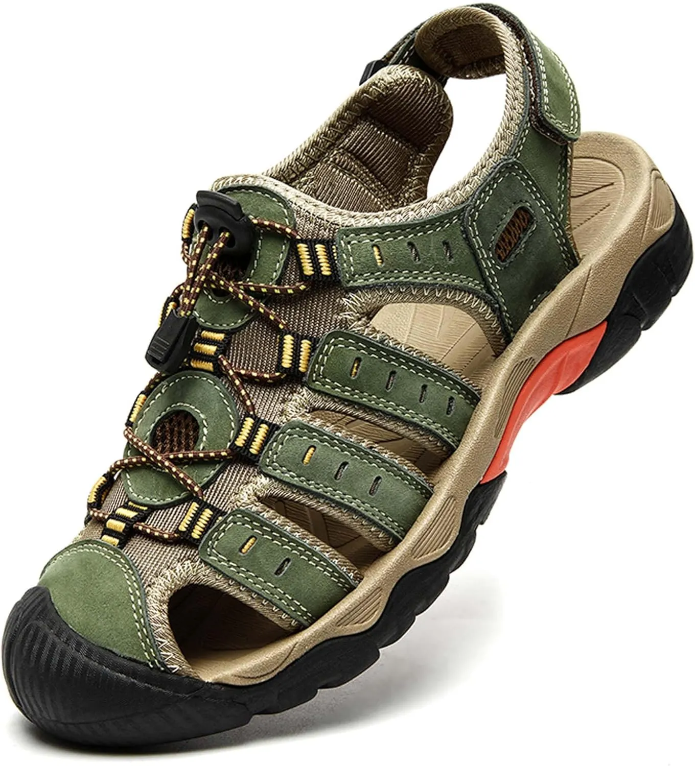 Men's Closed Toe Sport Sandals Summer Waterproof Walking Sandals Quick Dry Water Sandals Lightweight Beach Swimming Fisherman Shoes-5-14 US Size