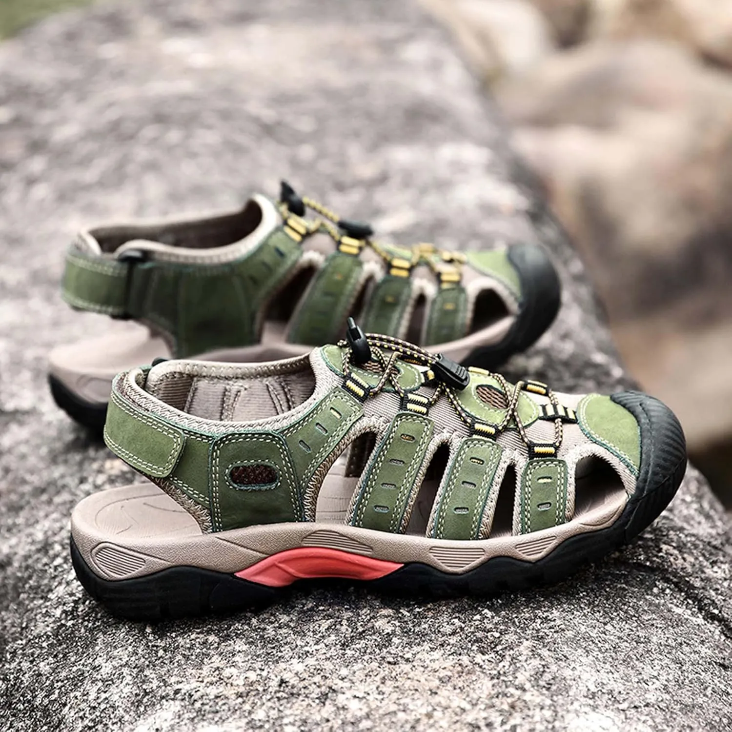 Men's Closed Toe Sport Sandals Summer Waterproof Walking Sandals Quick Dry Water Sandals Lightweight Beach Swimming Fisherman Shoes-5-14 US Size