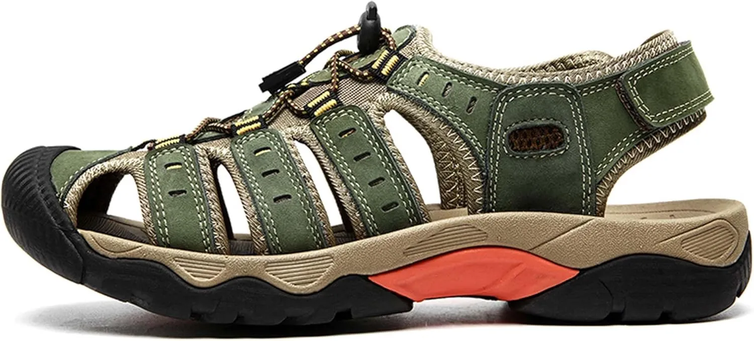 Men's Closed Toe Sport Sandals Summer Waterproof Walking Sandals Quick Dry Water Sandals Lightweight Beach Swimming Fisherman Shoes-5-14 US Size