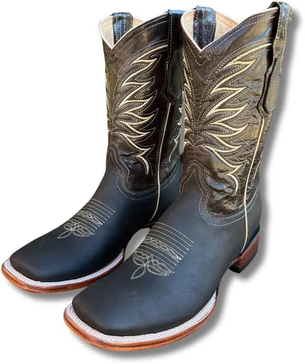 Men's Exotic Pattern Western Cowboy Slip-On Square Toe Boots in Leather-Alex Series Snake, Caiman & Ostrich Styling bota de vaquero para hombre
