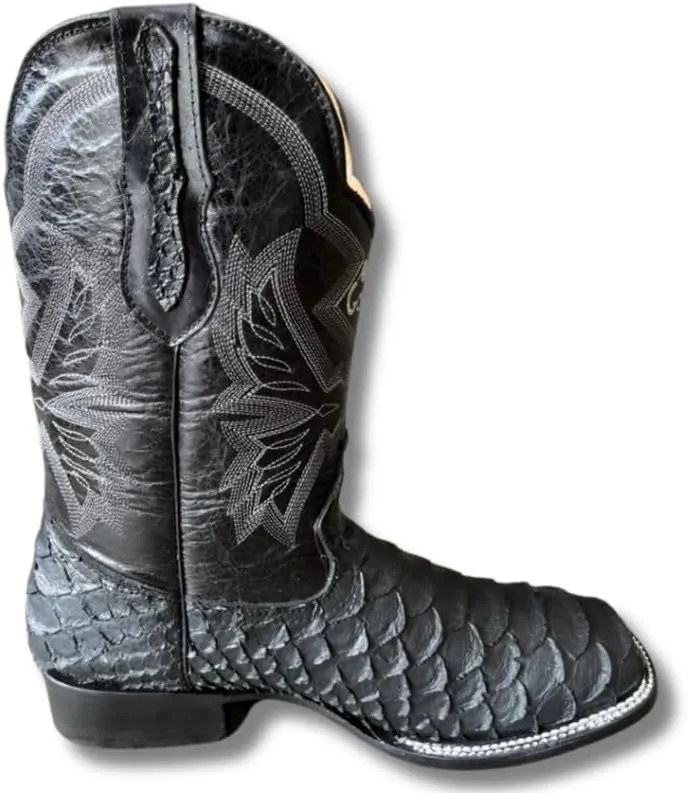 Men's Exotic Pattern Western Cowboy Slip-On Square Toe Boots in Leather-Alex Series Snake, Caiman & Ostrich Styling bota de vaquero para hombre
