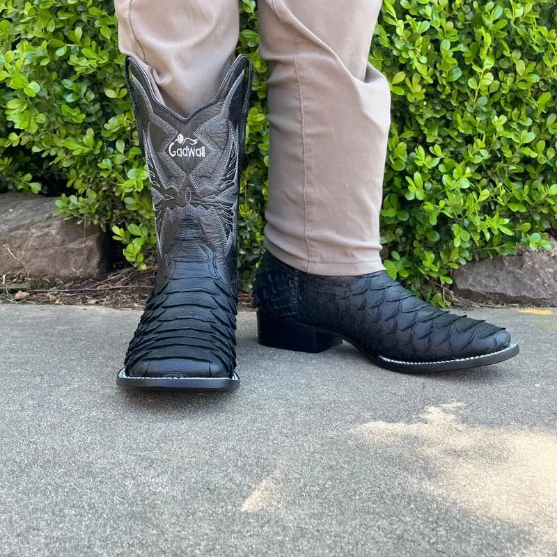 Men's Exotic Pattern Western Cowboy Slip-On Square Toe Boots in Leather-Alex Series Snake, Caiman & Ostrich Styling bota de vaquero para hombre
