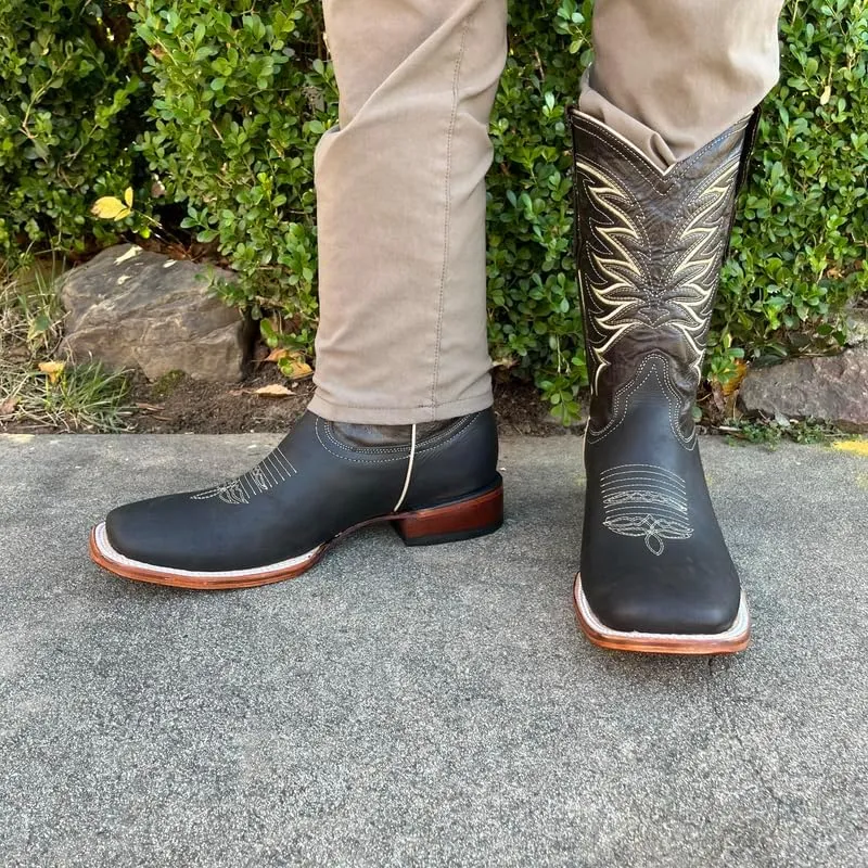Men's Exotic Pattern Western Cowboy Slip-On Square Toe Boots in Leather-Alex Series Snake, Caiman & Ostrich Styling bota de vaquero para hombre