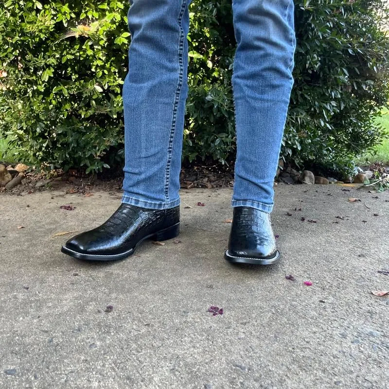 Men's Exotic Pattern Western Cowboy Slip-On Square Toe Boots in Leather-Alex Series Snake, Caiman & Ostrich Styling bota de vaquero para hombre