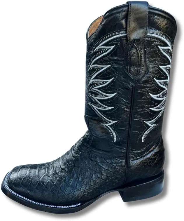 Men's Exotic Pattern Western Cowboy Slip-On Square Toe Boots in Leather-Alex Series Snake, Caiman & Ostrich Styling bota de vaquero para hombre