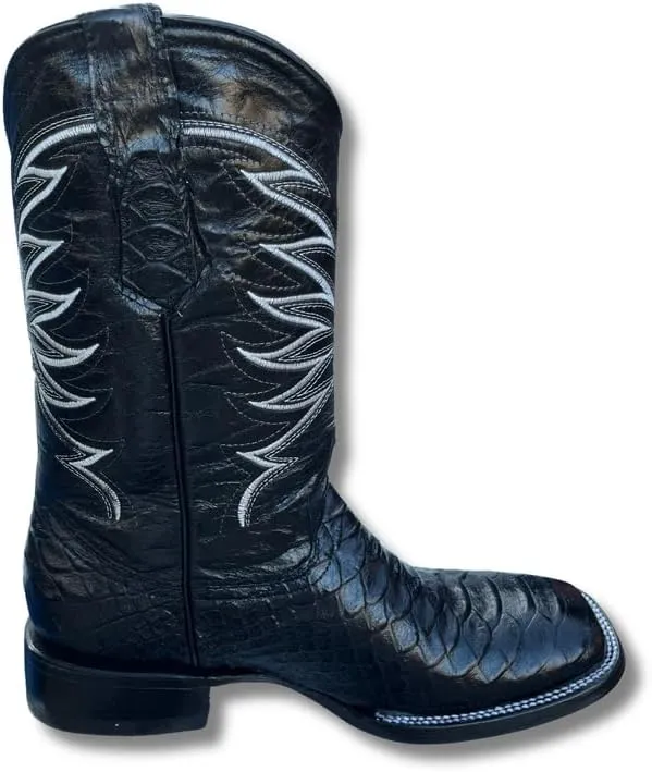 Men's Exotic Pattern Western Cowboy Slip-On Square Toe Boots in Leather-Alex Series Snake, Caiman & Ostrich Styling bota de vaquero para hombre