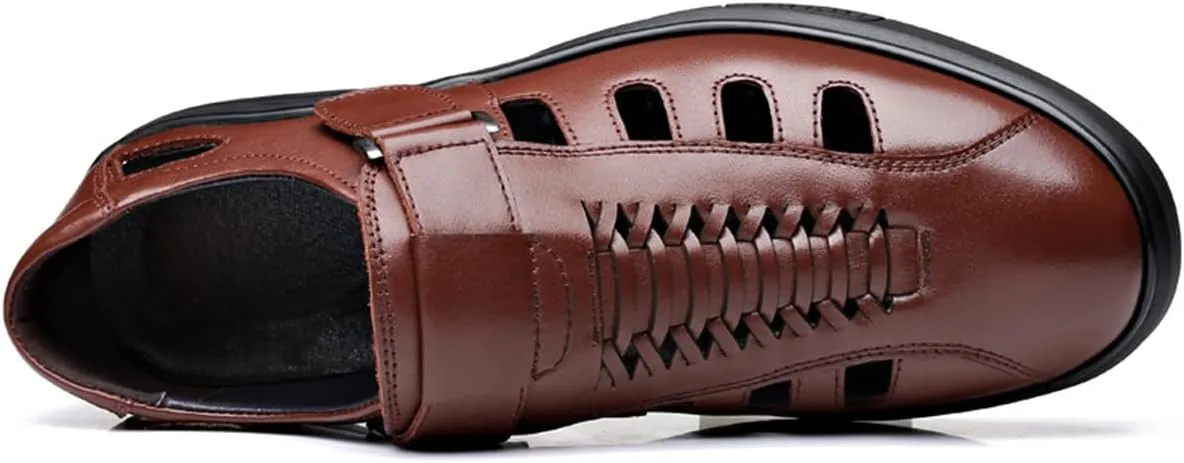Men's Fashion Business Leather Sandals Casual Dress Shoes Closed Toe Breathable Comfortable Sandals