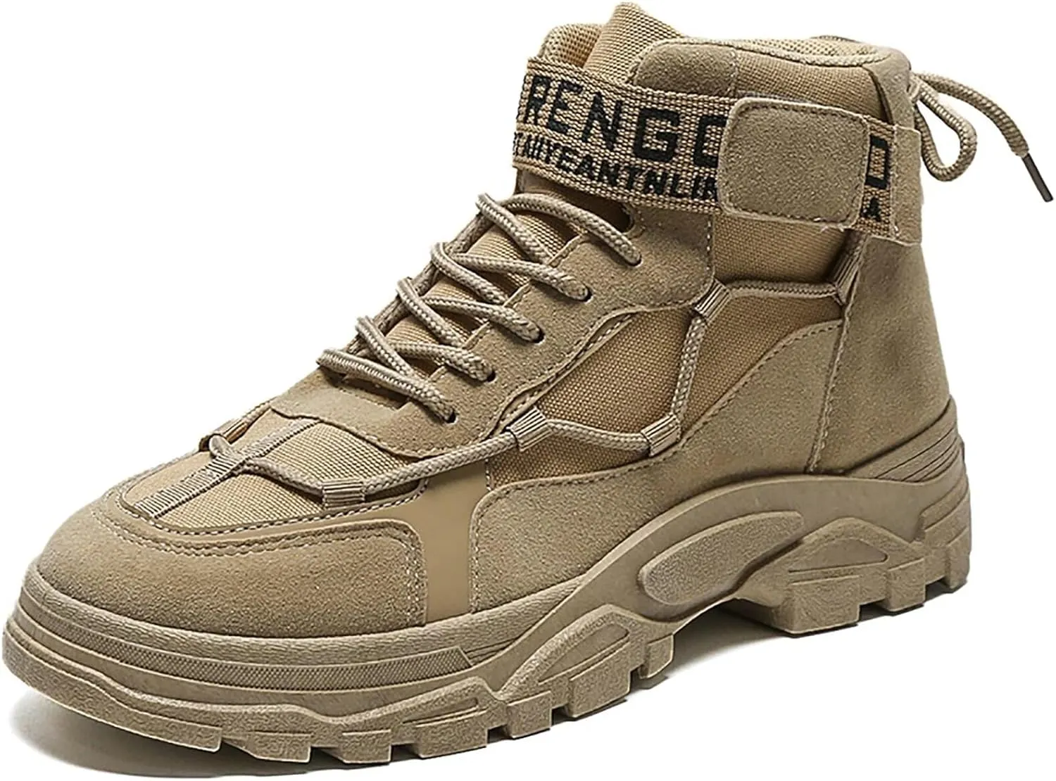Men's Fashion Work Boots Soft Sole Tactical Military Boots Non Slip Combat Boots Mid Top Ankle Shoes for Men