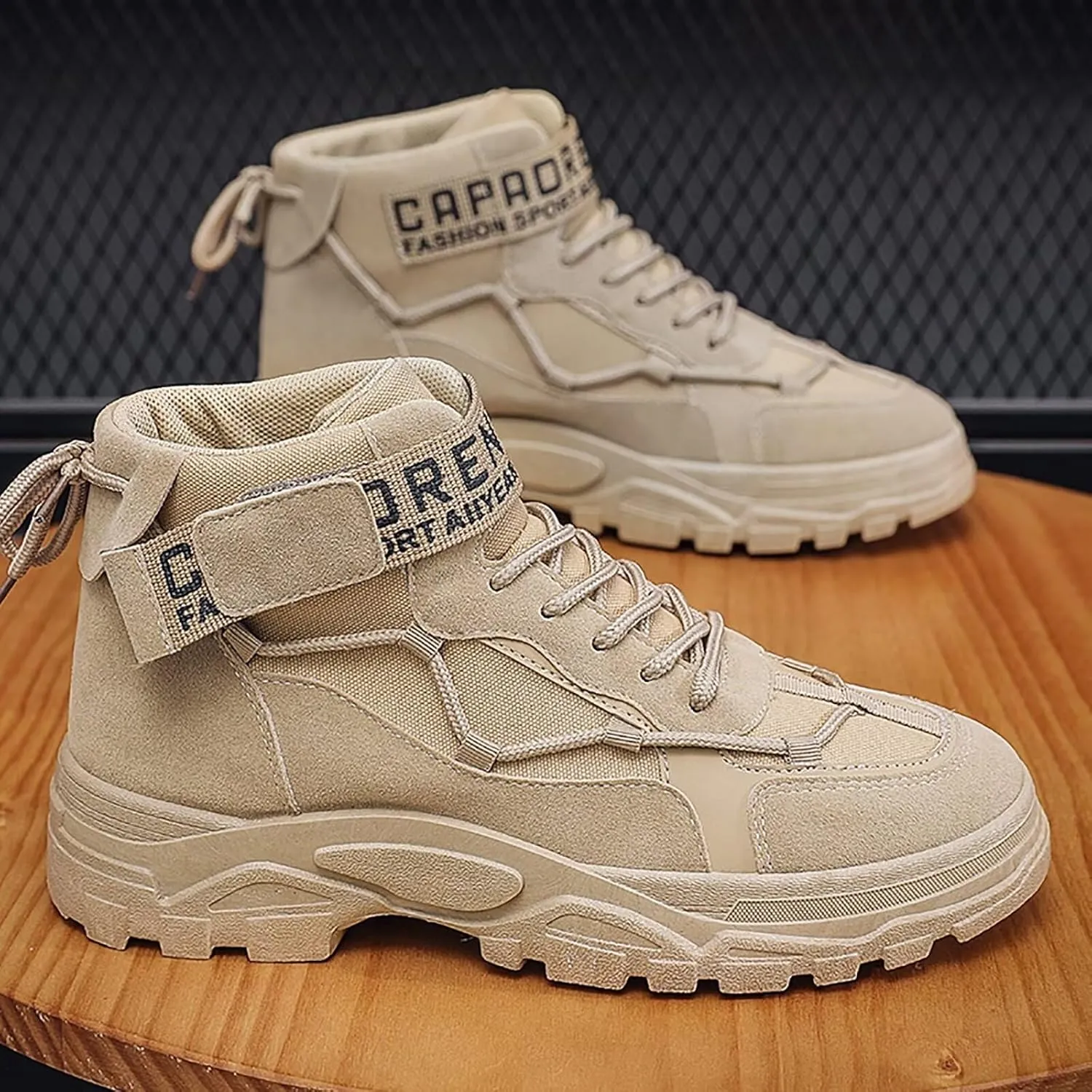Men's Fashion Work Boots Soft Sole Tactical Military Boots Non Slip Combat Boots Mid Top Ankle Shoes for Men