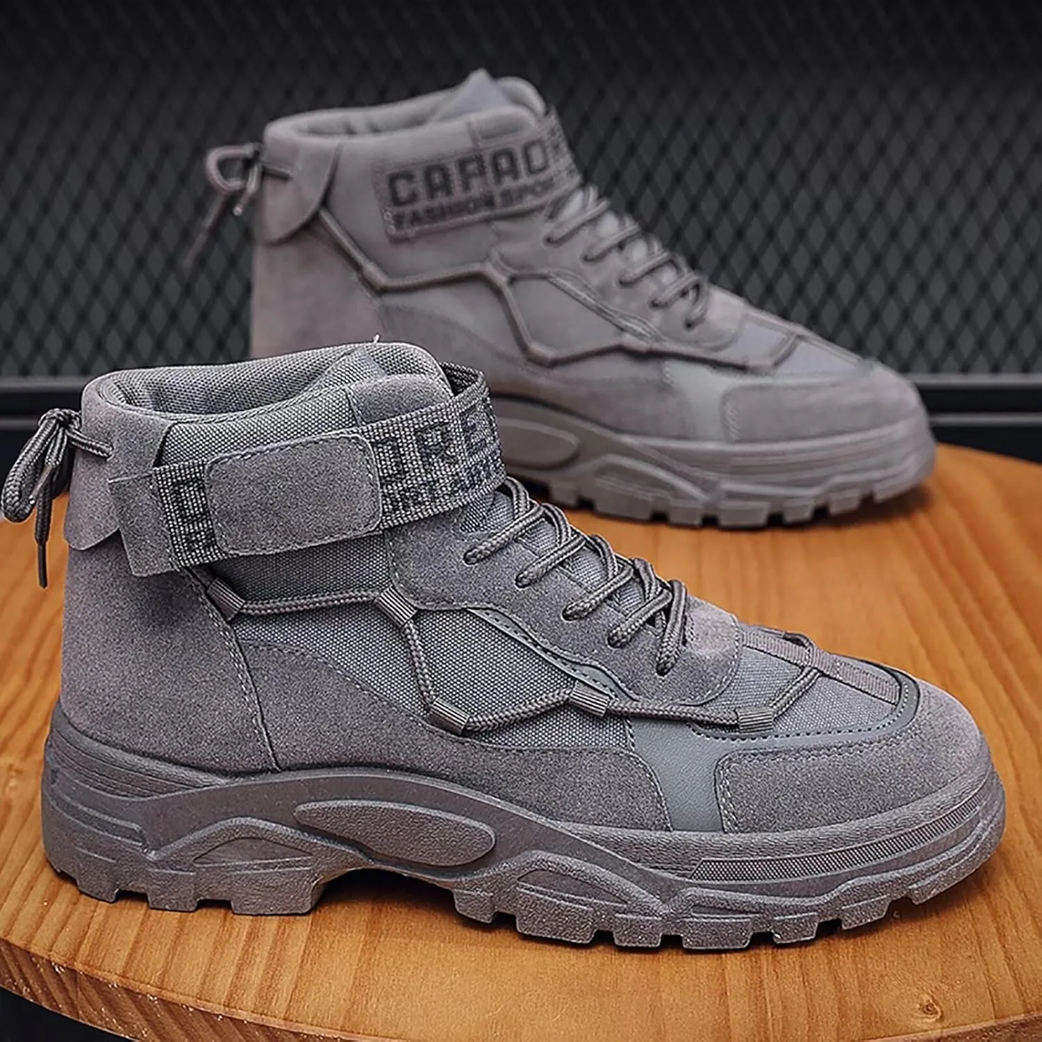 Men's Fashion Work Boots Soft Sole Tactical Military Boots Non Slip Combat Boots Mid Top Ankle Shoes for Men