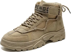 Men's Fashion Work Boots Soft Sole Tactical Military Boots Non Slip Combat Boots Mid Top Ankle Shoes for Men