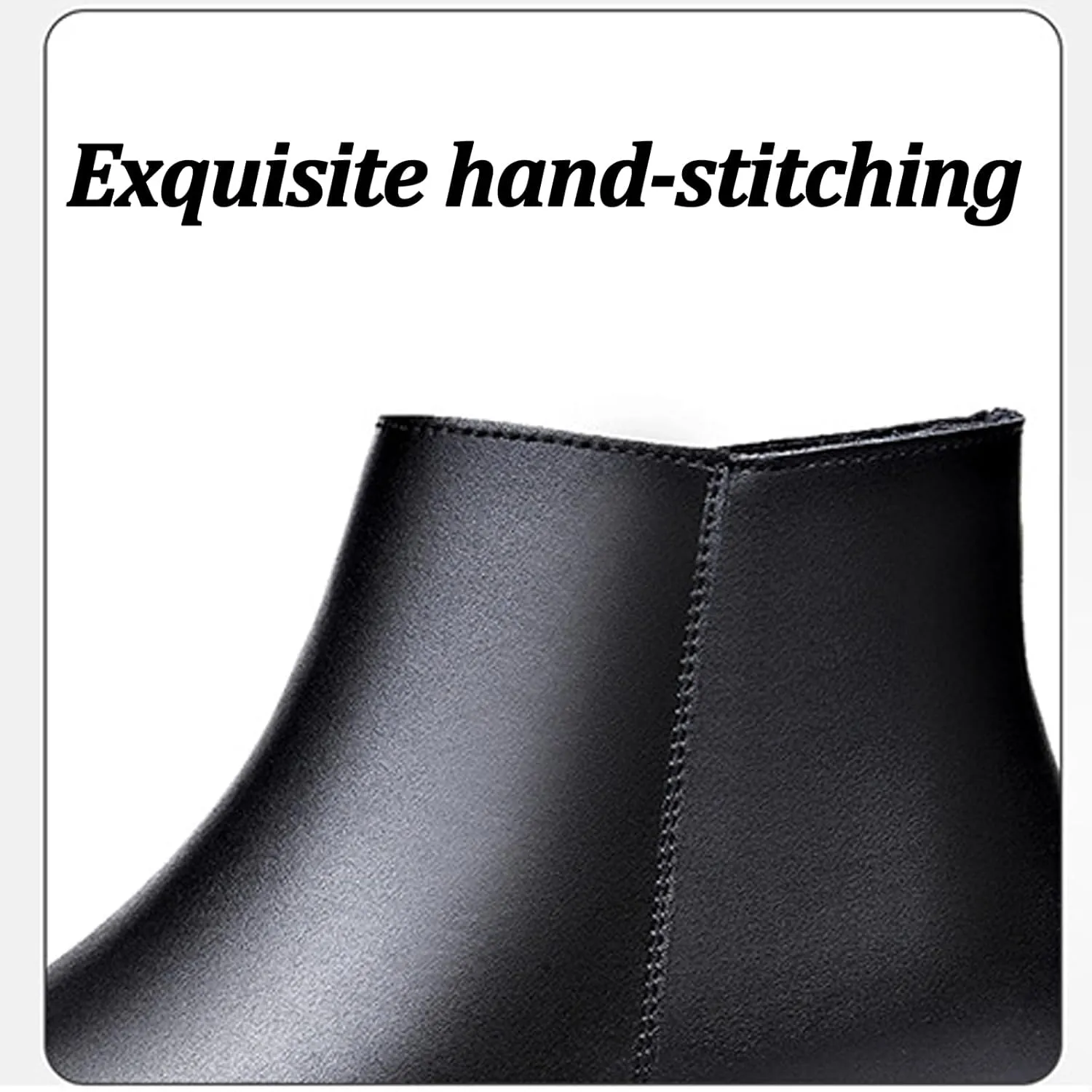 Men's Genuine Leather Pointed Toe Block Heels Chelsea Ankle Boots with Side Zipper Chunky heels Business Dress Chukka Boots Comfort Non Slip Work Booties