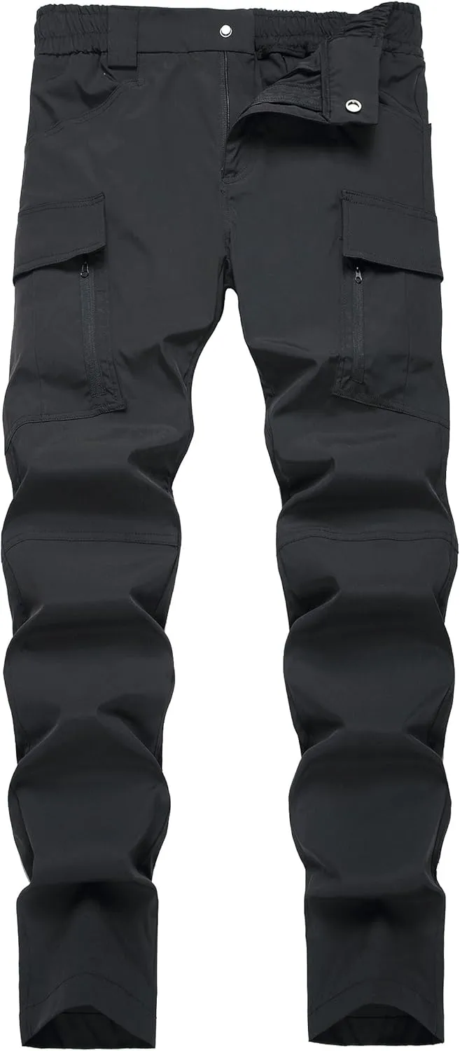 Men's Hiking Pants Lightweight Quick Dry Tactical Pants Fashion Outdoor Waterproof Stretch Waist Cargo Work Pant