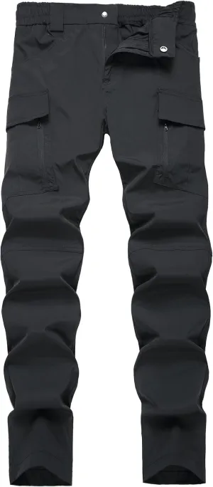 Men's Hiking Pants Lightweight Quick Dry Tactical Pants Fashion Outdoor Waterproof Stretch Waist Cargo Work Pant