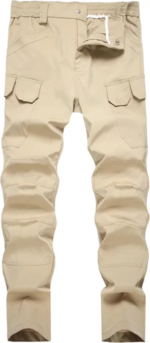 Men's Hiking Pants Lightweight Quick Dry Tactical Pants Fashion Outdoor Waterproof Stretch Waist Cargo Work Pant