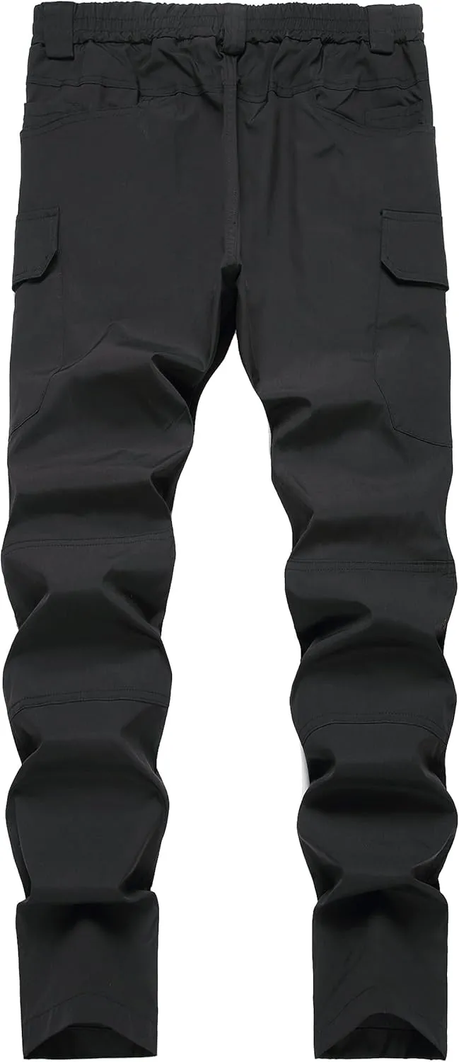 Men's Hiking Pants Lightweight Quick Dry Tactical Pants Fashion Outdoor Waterproof Stretch Waist Cargo Work Pant