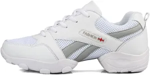 Men's Lace-up Dance Sneakers -Breathable Synthetic mesh -Split Sole Athletic Walking Jazz Dance Shoes Platform