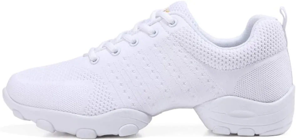 Men's Lace-up Dance Sneakers -Breathable Synthetic mesh -Split Sole Athletic Walking Jazz Dance Shoes Platform