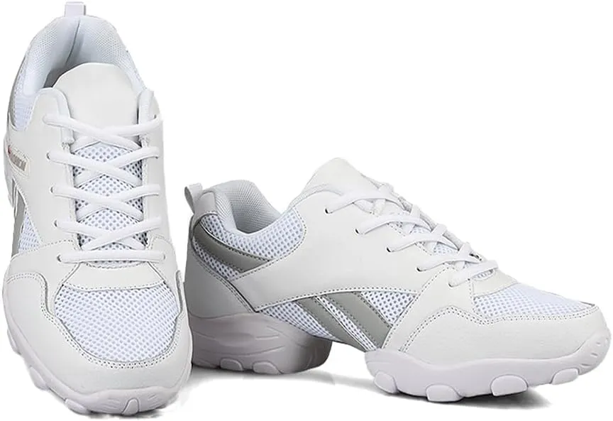 Men's Lace-up Dance Sneakers -Breathable Synthetic mesh -Split Sole Athletic Walking Jazz Dance Shoes Platform