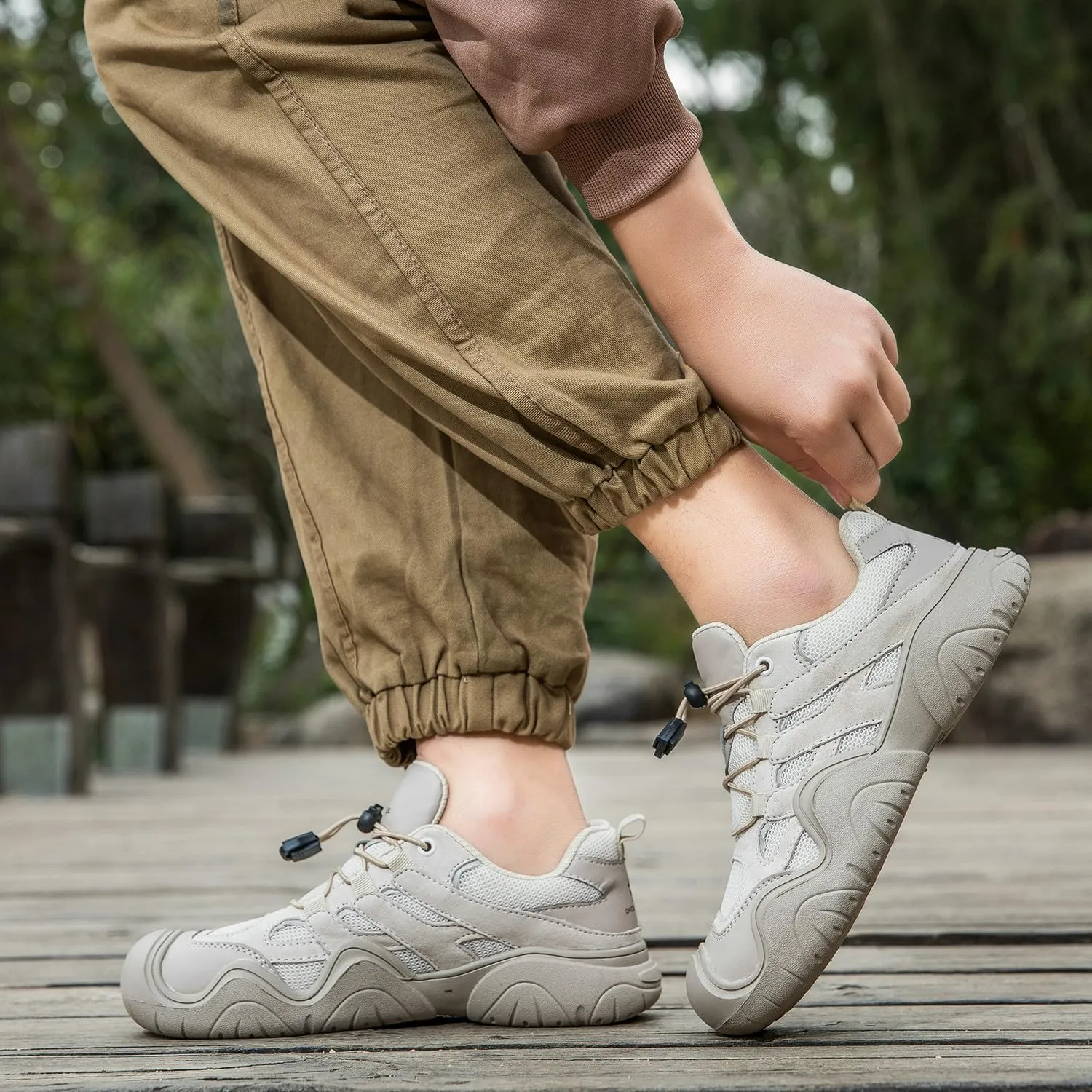 Men's Low Top Waterproof Hiking Shoes Trekking Trails Outdoor Non Slip Comfortable Sneakers