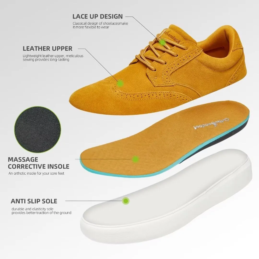 Men's Orthopedic Fashion Sneakers with Arch Support: Plantar Fasciitis Walking Shoes for Flat Feet, Comfortable Casual Flat Feet Orthotic Shoes for Ankle and Heel Pain Relief