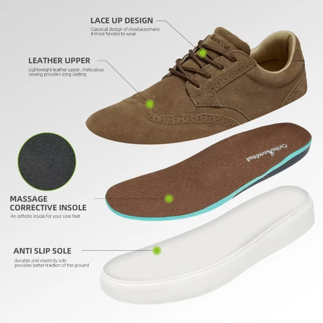 Men's Orthopedic Fashion Sneakers with Arch Support: Plantar Fasciitis Walking Shoes for Flat Feet, Comfortable Casual Flat Feet Orthotic Shoes for Ankle and Heel Pain Relief