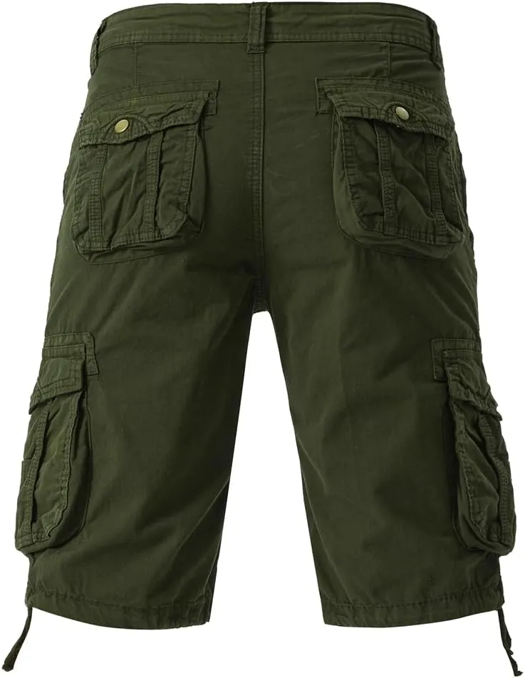 Men's Regular Fit Military Cargo Shorts - Summer Cotton Tactical Shorts with Multi Pockets