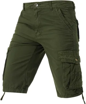 Men's Regular Fit Military Cargo Shorts - Summer Cotton Tactical Shorts with Multi Pockets