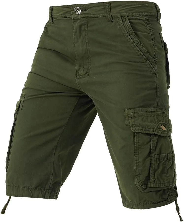 Men's Regular Fit Military Cargo Shorts - Summer Cotton Tactical Shorts with Multi Pockets