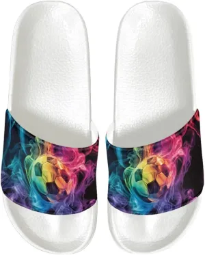 Men's Slide Sandals Lightweight Non Slip Athletic Sandals Open Toe Slip-on Summer Slippers Spa Flip Flops White Sole Size 5-14