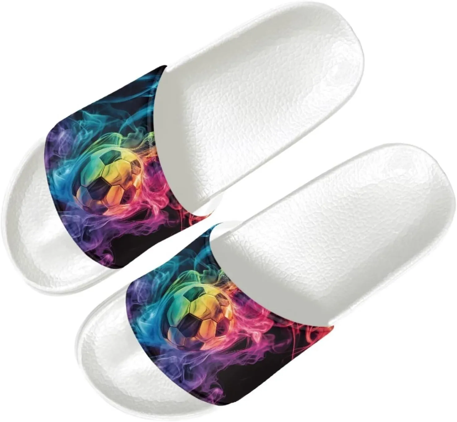 Men's Slide Sandals Lightweight Non Slip Athletic Sandals Open Toe Slip-on Summer Slippers Spa Flip Flops White Sole Size 5-14