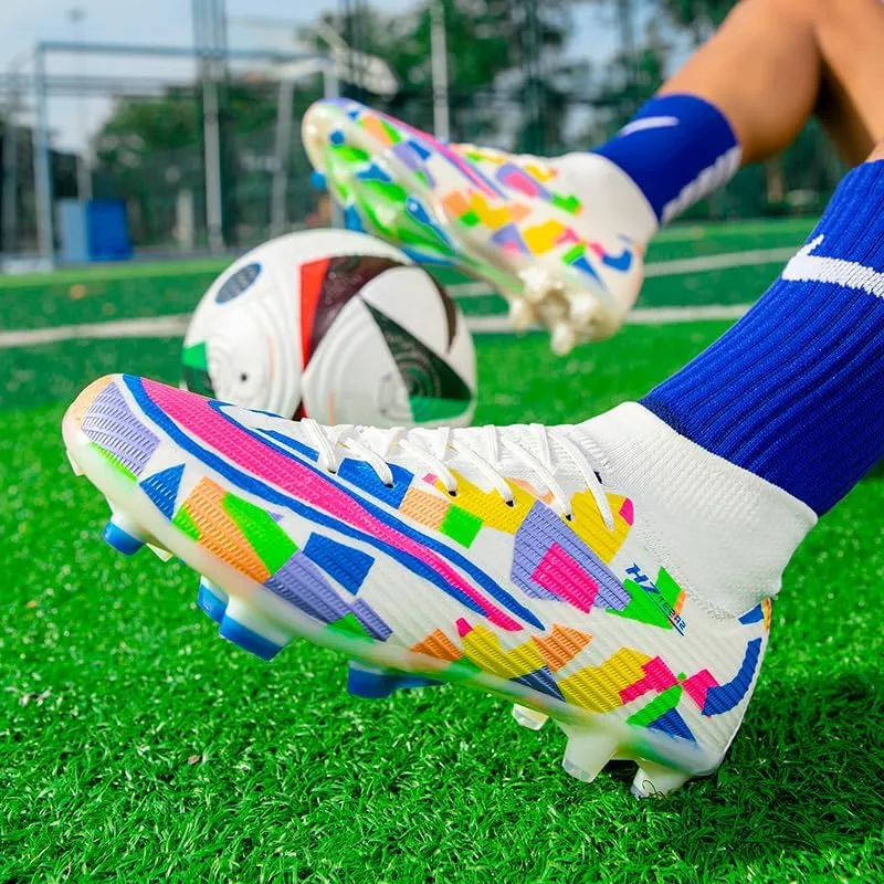 Men's Soccer Shoes Football Cleats High-Tops Lace-Up Non-Slip Spikes Outdoor AG/FG Baseball Lacrosse Rugby Combat Boots Shoes Size 4.5-11