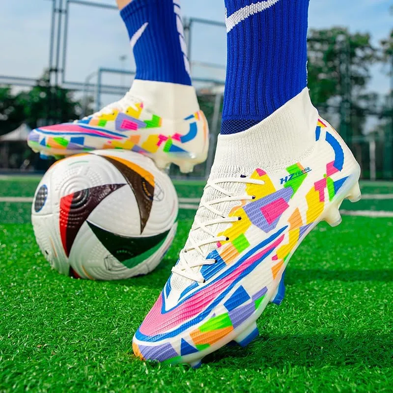 Men's Soccer Shoes Football Cleats High-Tops Lace-Up Non-Slip Spikes Outdoor AG/FG Baseball Lacrosse Rugby Combat Boots Shoes Size 4.5-11