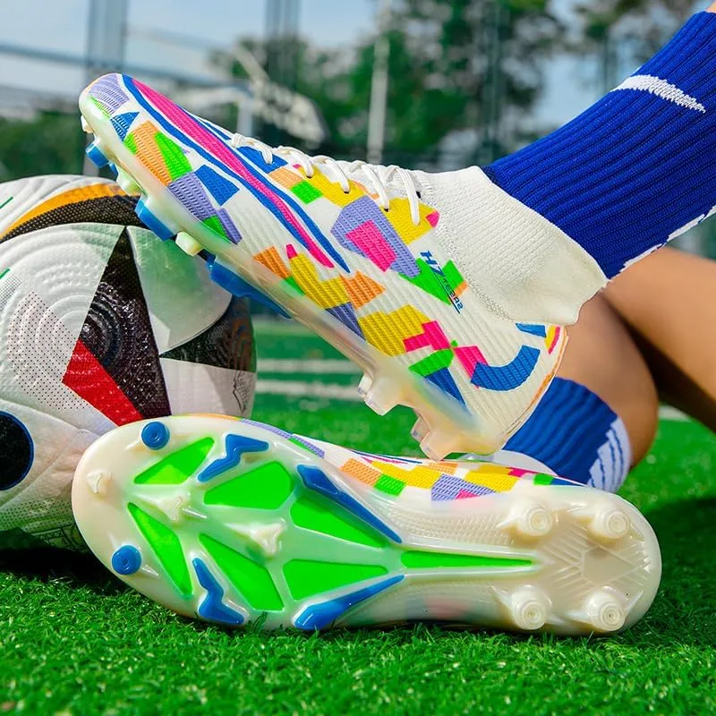 Men's Soccer Shoes Football Cleats High-Tops Lace-Up Non-Slip Spikes Outdoor AG/FG Baseball Lacrosse Rugby Combat Boots Shoes Size 4.5-11