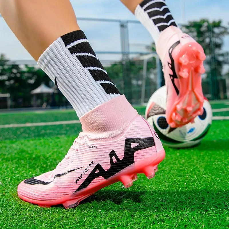 Men's Soccer Shoes Football Cleats High-Tops Lace-Up Non-Slip Spikes Outdoor AG/FG Baseball Lacrosse Rugby Combat Boots Shoes Size 4.5-11
