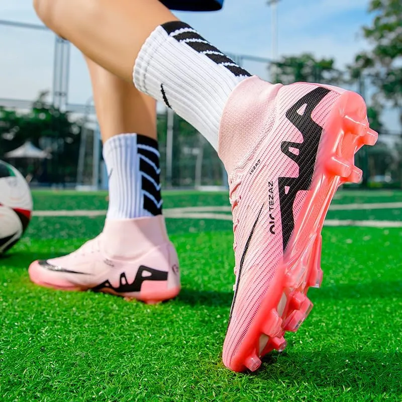 Men's Soccer Shoes Football Cleats High-Tops Lace-Up Non-Slip Spikes Outdoor AG/FG Baseball Lacrosse Rugby Combat Boots Shoes Size 4.5-11