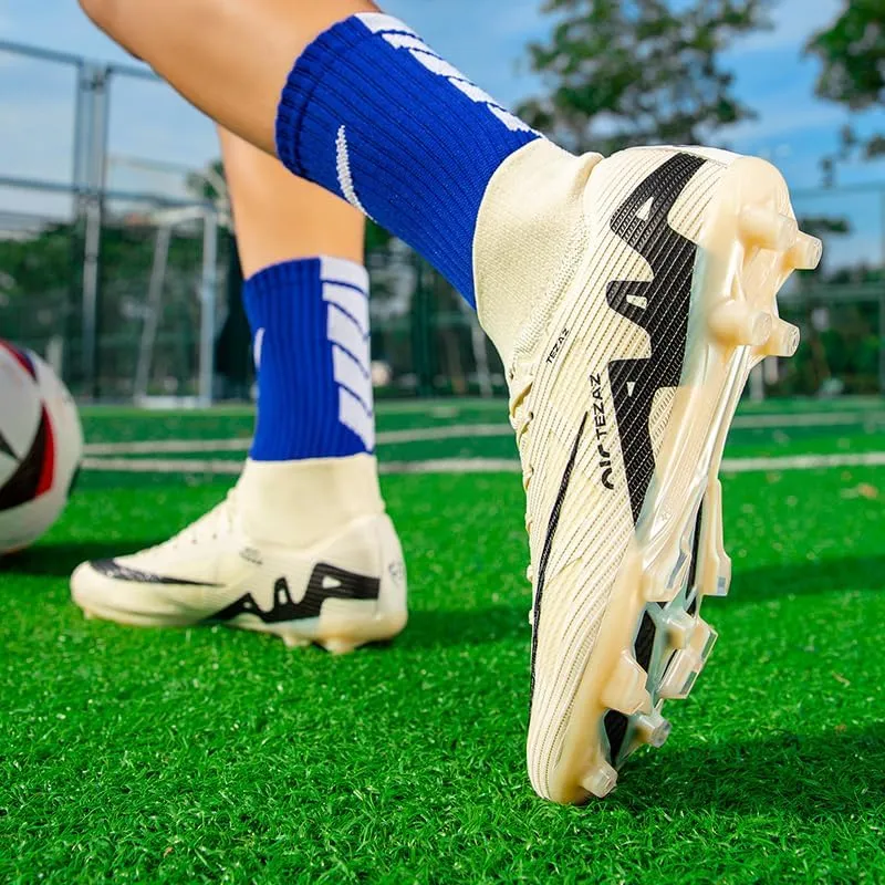 Men's Soccer Shoes Football Cleats High-Tops Lace-Up Non-Slip Spikes Outdoor AG/FG Baseball Lacrosse Rugby Combat Boots Shoes Size 4.5-11