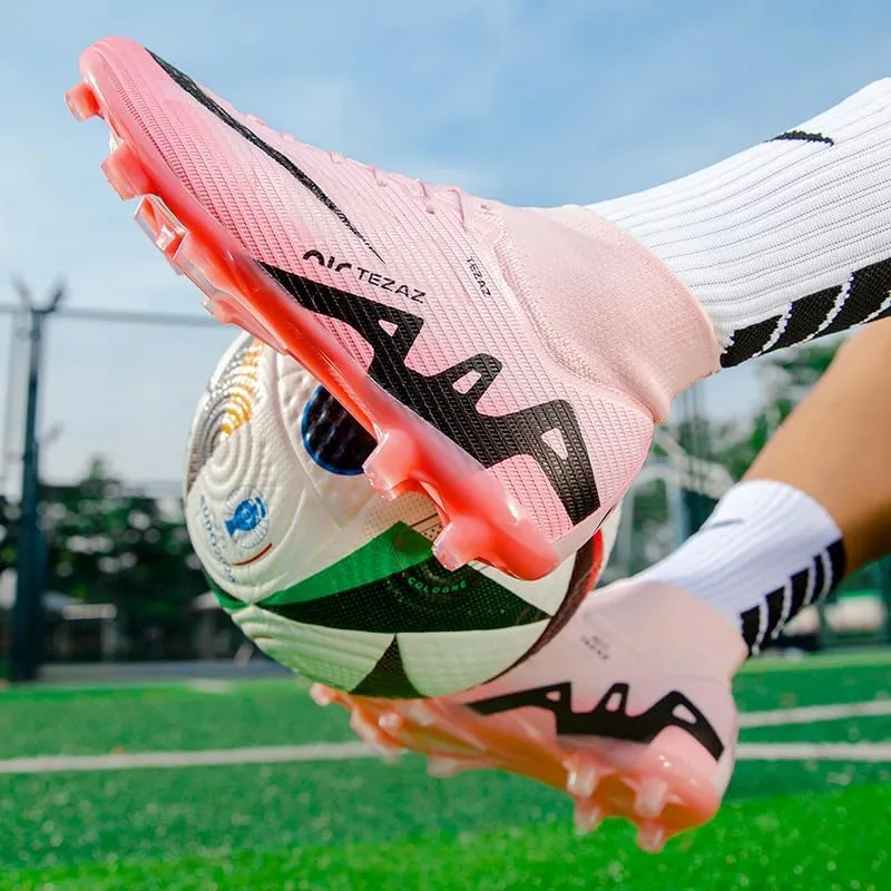 Men's Soccer Shoes Football Cleats High-Tops Lace-Up Non-Slip Spikes Outdoor AG/FG Baseball Lacrosse Rugby Combat Boots Shoes Size 4.5-11