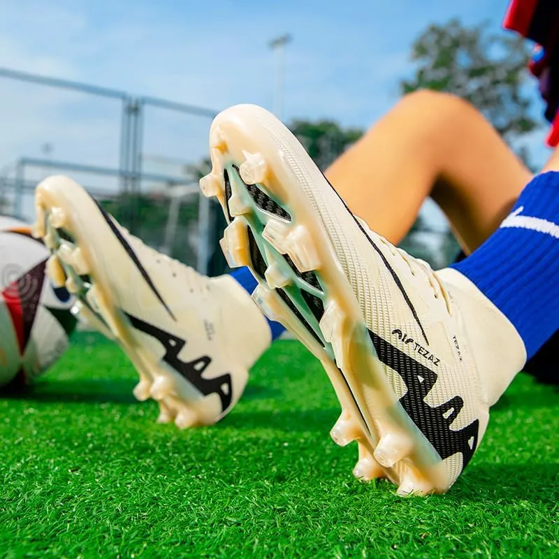 Men's Soccer Shoes Football Cleats High-Tops Lace-Up Non-Slip Spikes Outdoor AG/FG Baseball Lacrosse Rugby Combat Boots Shoes Size 4.5-11