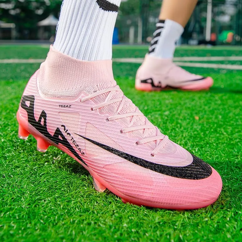 Men's Soccer Shoes Football Cleats High-Tops Lace-Up Non-Slip Spikes Outdoor AG/FG Baseball Lacrosse Rugby Combat Boots Shoes Size 4.5-11